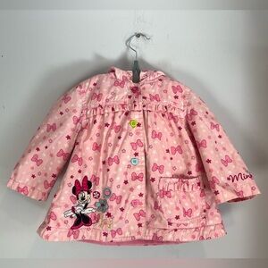 Disney Minnie Mouse Jacket Bows Pink Button Up 12-18M Baby Girl